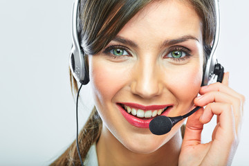  Customer support operator. Woman face.