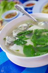 Hot and spicy Thai style mackerel soup with vegetables