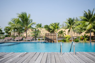 Swimming pool in tropical style resort