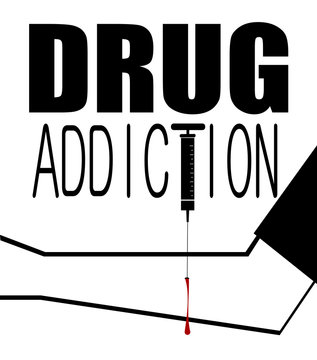 drug addiction graphic design with arm and syringe