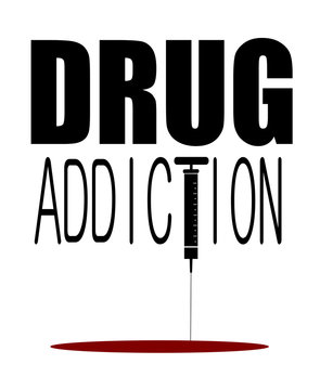 drug addiction graphic design with syringe and blood