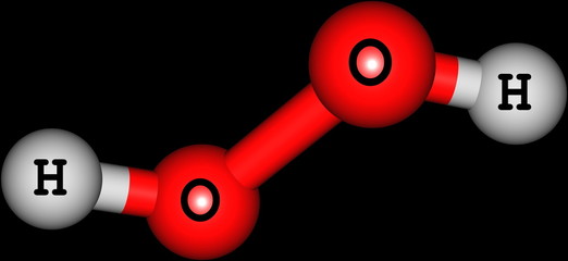 Hydrogen peroxide (H2O2) molecular structure isolated on black