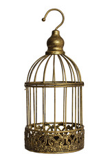 Vintage birdcage isolated on white background