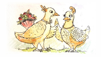 watercolor ducks