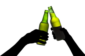 Silhouette of beer toasting