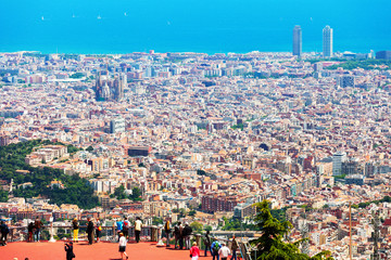  Top view from Tibidabo  in Barcelona, Spain