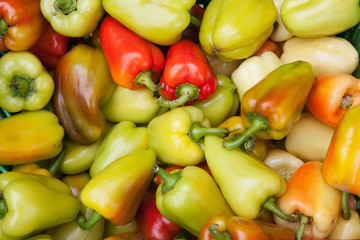Bunch of fresh sweet pepper with selective focus