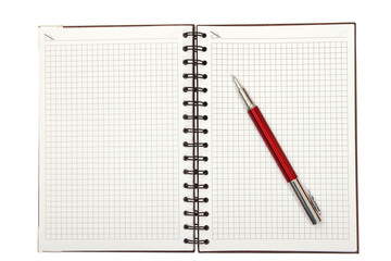 Notebook and red pen