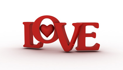 Red heart on white background