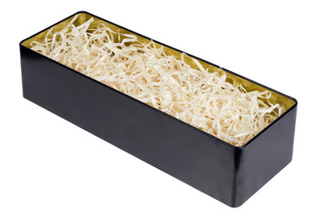 Tin box with straw for the wine