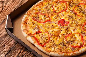 italian pizza served on wooden table