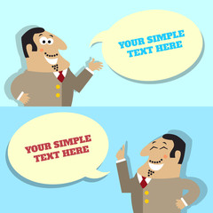 Businessman speech bubble with place for message