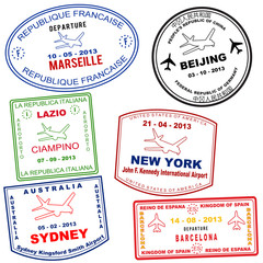 Passport grunge stamps