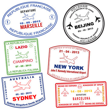 Passport grunge stamps