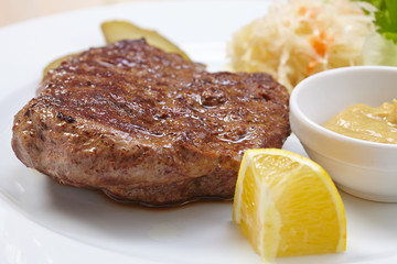 steak with cabbage salad