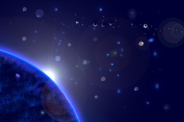 Earth - sunrise in deep blue space