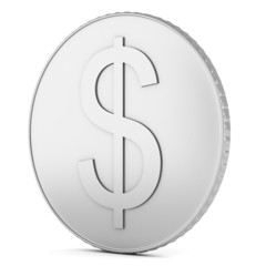 Silver coin with dollar sign