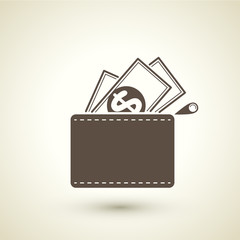 Wallet with dollars icon