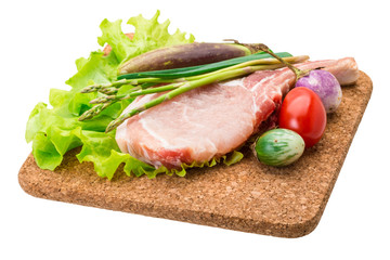 Raw t-bone steak