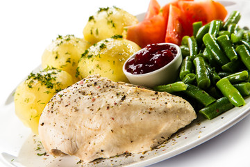 Roast chicken fillet and vegetables