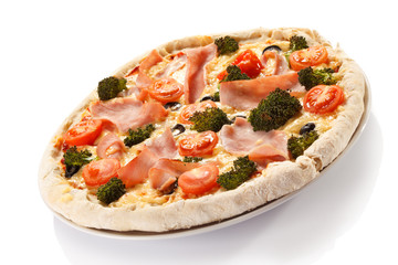 Pizza on white background