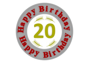 round happy birthday button with age