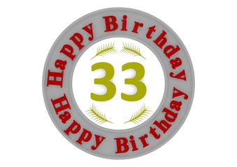 round happy birthday button with age