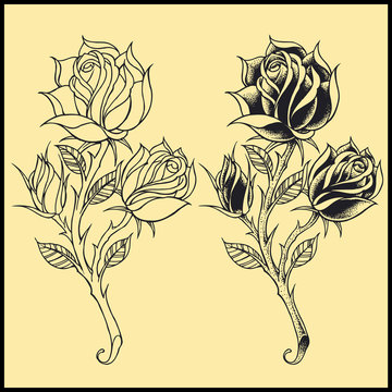 Roses Oldskool Tattoo style element