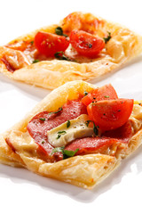 Mini pizza on white background