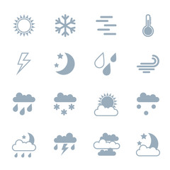 Obraz premium Weather icons set in flat design style.