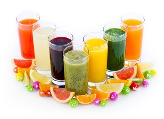Fresh and healthy fruit and vegetable juices