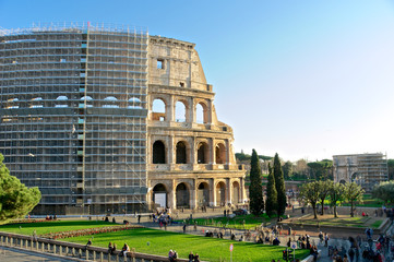 Naklejka premium Restoration of the Colosseum - Rome symbol