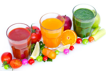 Fresh, organic fruit and vegetable juices