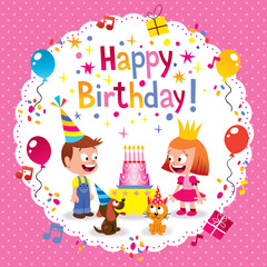 Happy Birthday cute kids card