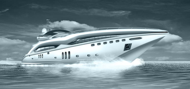 Super Luxusyacht in voller Fahrt