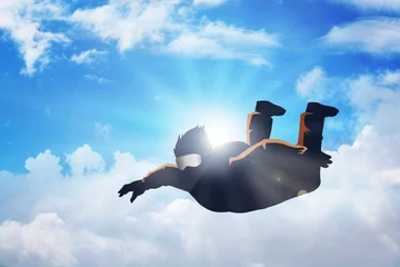 Fototapete Luftsport Schattenbildillustration eines Fallschirmspringers