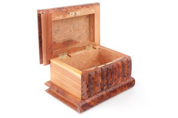 Wooden casket on white background