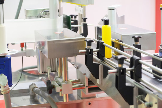 The image of industrial labeling equipment
