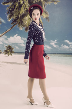 Young lady walking on thebeach