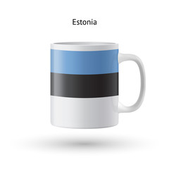 Estonia flag souvenir mug on white background.