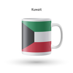 Kuwait flag souvenir mug on white background.