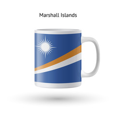 Marshall Islands flag souvenir mug on white background.