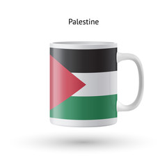 Palestine flag souvenir mug on white background.