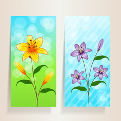 Two flowerl banner, vector