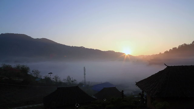 Sunrise at Rak Thai Village, Mae Hong Son, Thailand