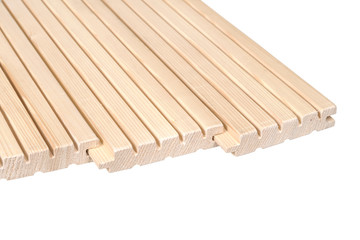 Naklejka na ściany i meble Pine floorboards isolated over white with clipping path.