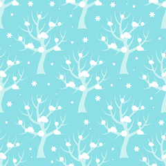 Seamless pattern with winter trees.