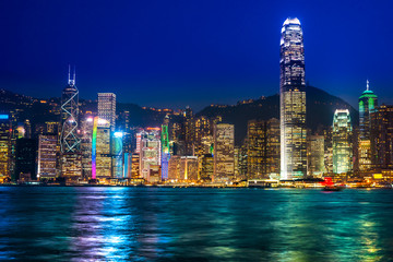 Alu-Dibond Silbereffekt Alu-Dibond Bild Sailing in Hongkong blau 