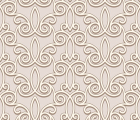 Ornamental beige background, seamless pattern