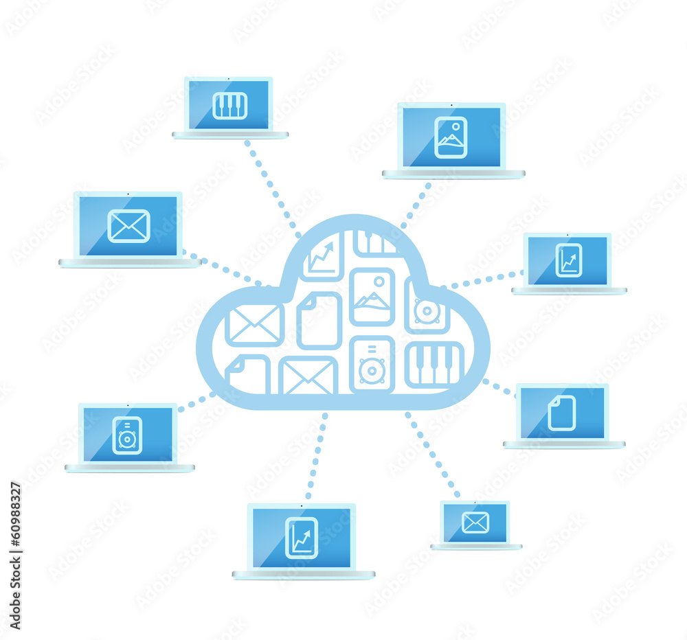 Poster modern cloud technology computer network